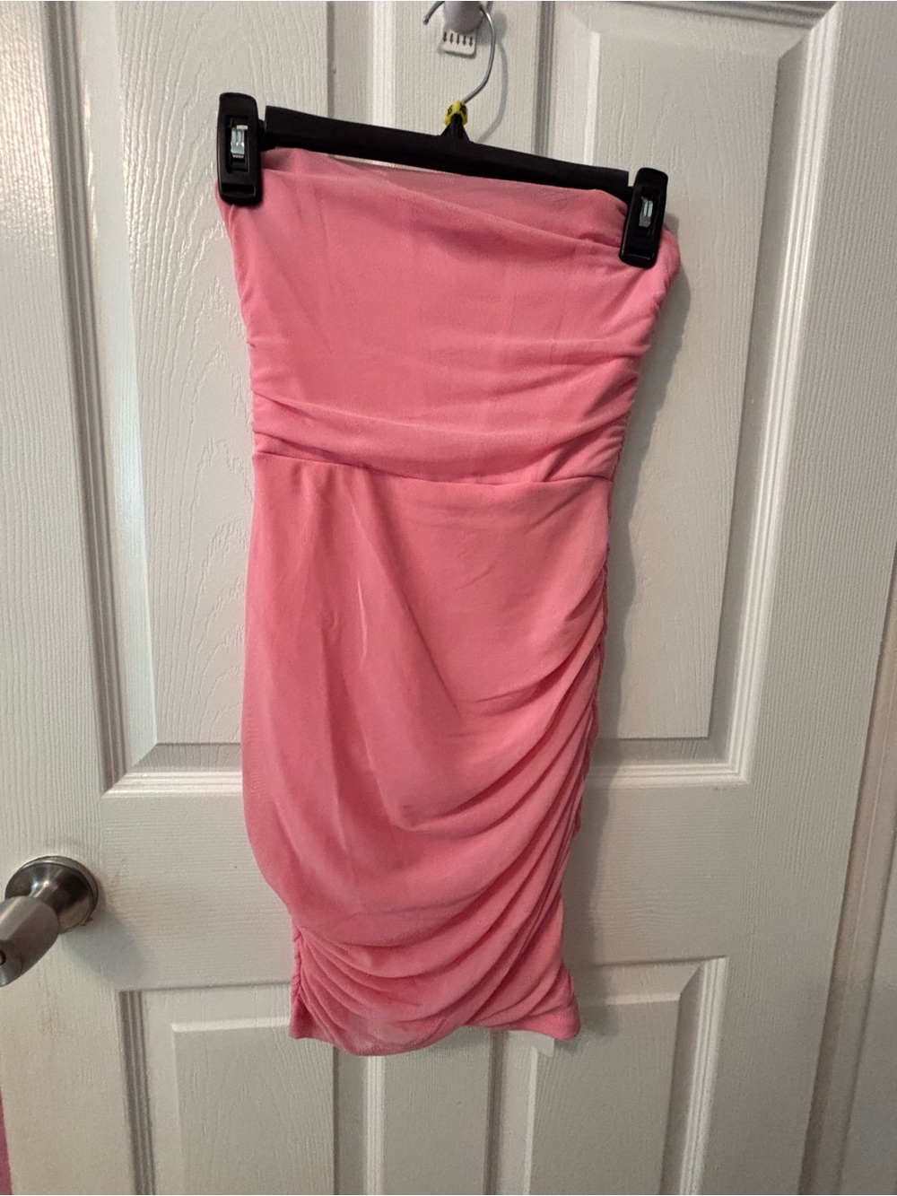 Strapless Pink Ruched Bodycon Dress
